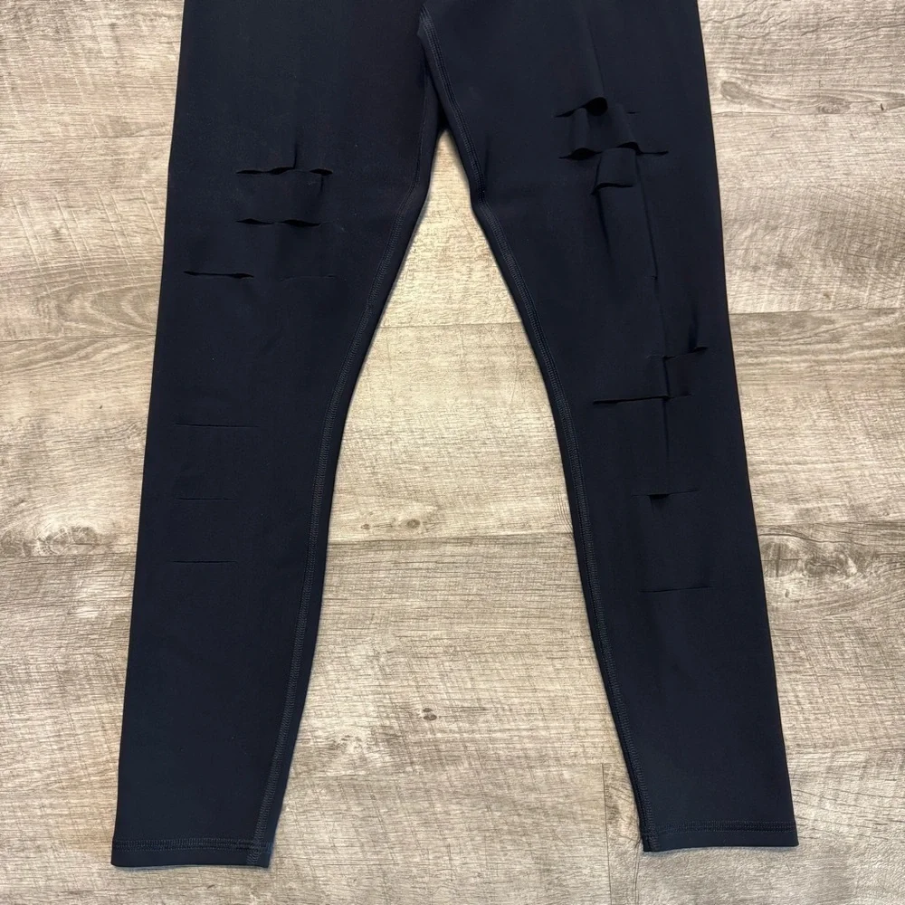ALO Women’s Yoga Leggings Black High Waisted Ripped Warrior Pant Sz. S